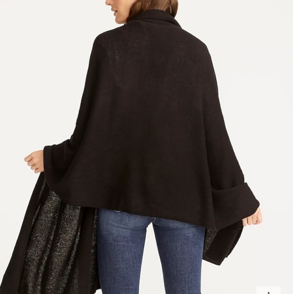 J. Crew Oversized Cashmere Wrap Black - Picture 4 of 11